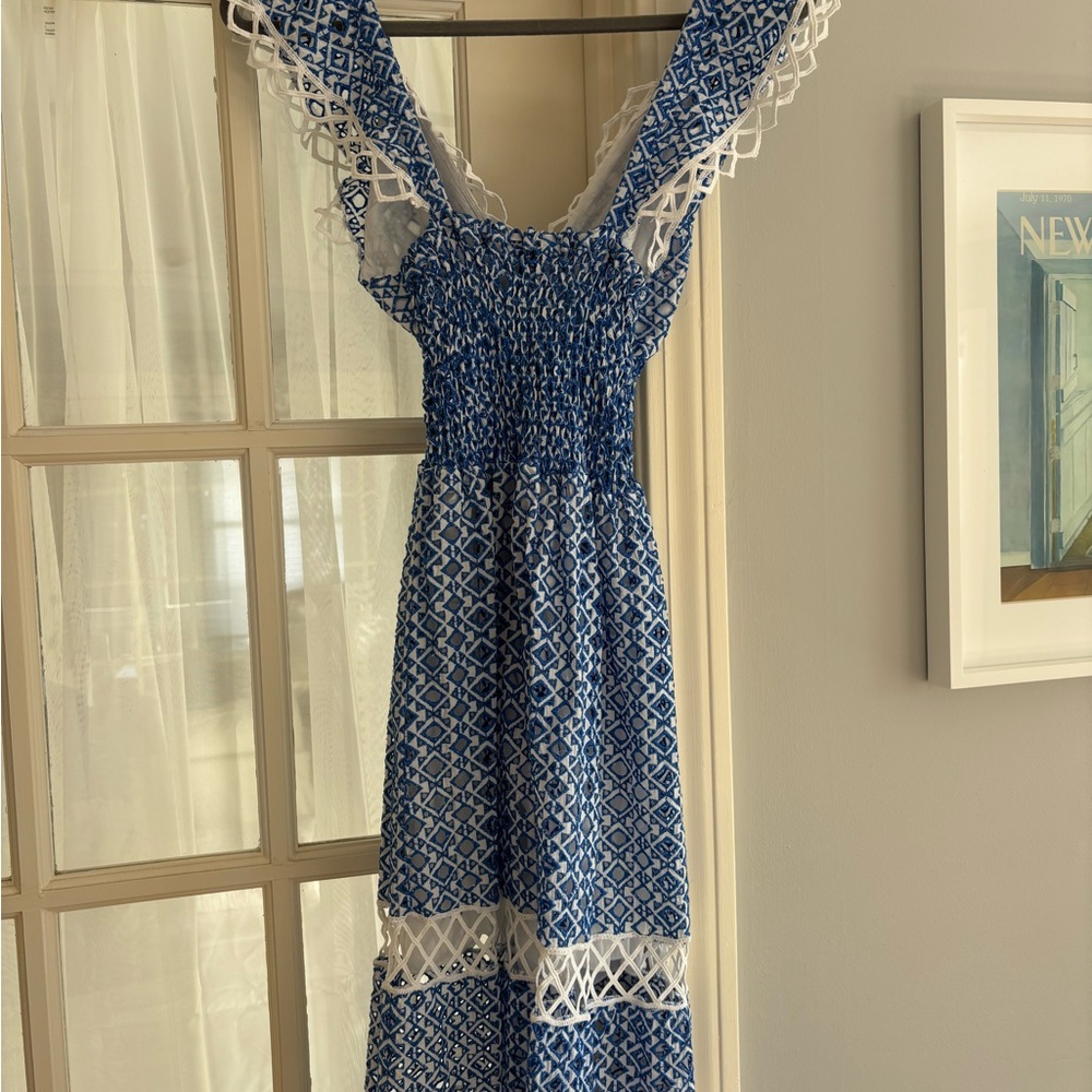 Chic Blue Crochet Maxi Dress - Picture 4 of 5
